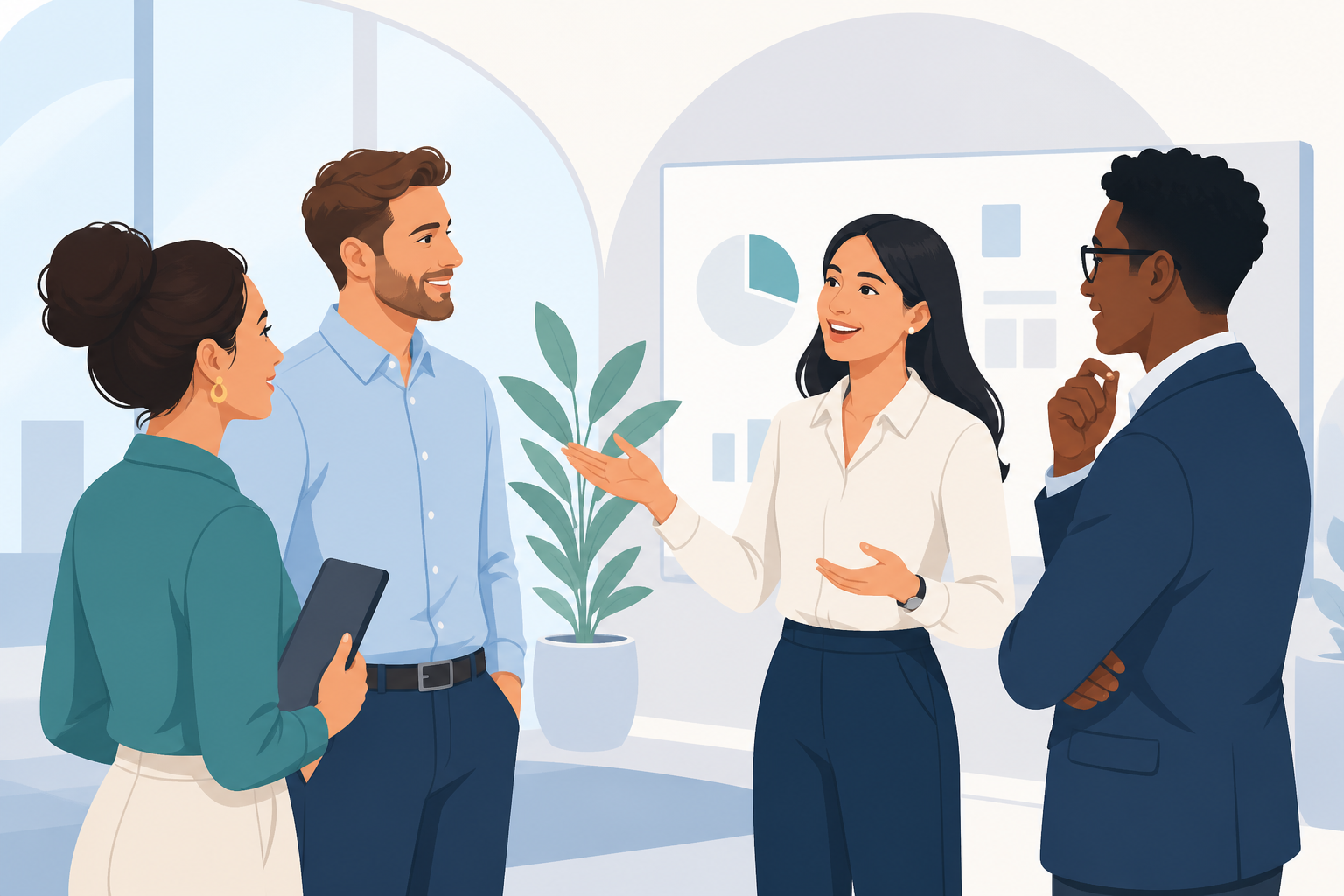 Illustration de professionnels en discussion
